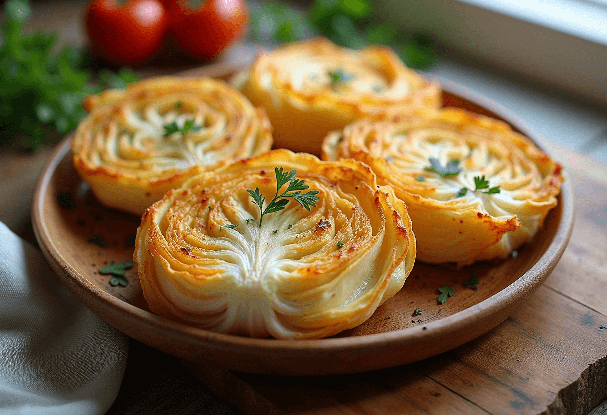 Chou blanc dans l'airfryer doré et croustillant