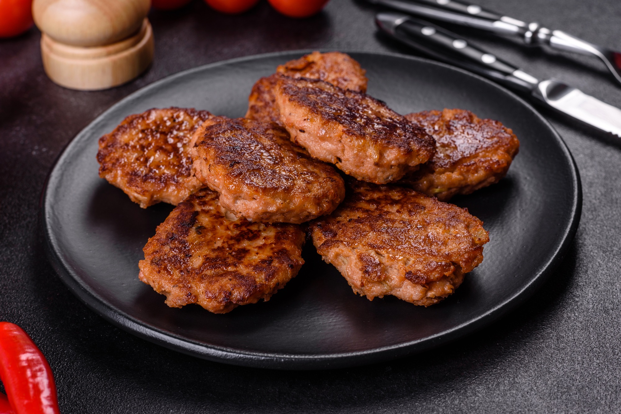 Boulettes de poisson dorées cuites dans l'airfryer, servies avec une sauce.